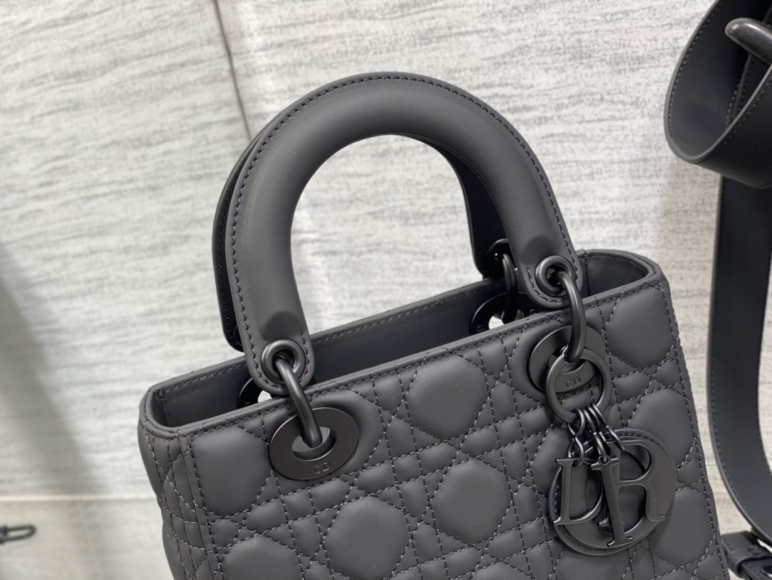 Small Lady Dior My ABCDior Bag Black Ultramatte Cannage Calfskin